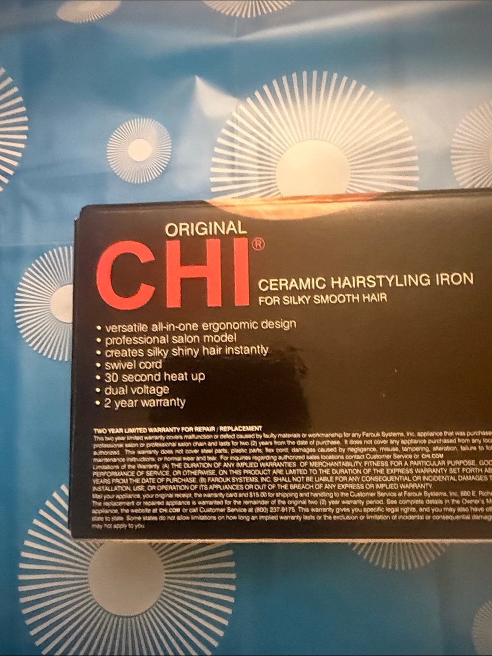 CHI Original Ceramic Hairstyling Iron - Black with Gold Plates brand new - Picture 4 of 8